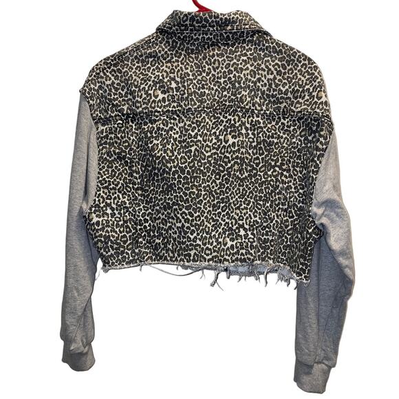 ALLSAINTS Leopard Print Anders Cropped Mixed Media Jacket Small - Picture 5 of 9